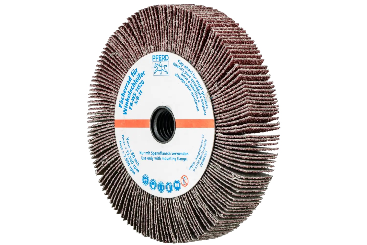 Picture of Pferd Angle Grinder Flap Wheel, 4-1/2" X 3/4 X 5/8-11, 40 Grit, Aluminum Oxide